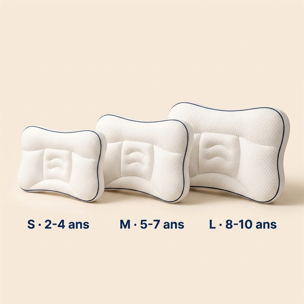 Trois tailles selon l'âge — S 2-4 ans, M 5-7 ans, L 8-10 ans